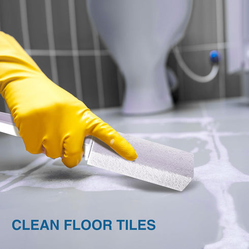 ?2pack? UNOD White Cleaning Pumice Stone with Handle?Removing Hard Water Stain Ring.Clean up The Stains on Tiles, Bathrooms & Pools. (2, Long Hand...