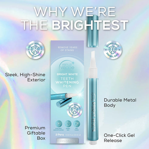 Venus Visage Teeth Whitening Pen, 40+ Uses - Teeth whitening Gel with Professional Formulation and Ingredients - Best Teeth Whitener Overnight and...