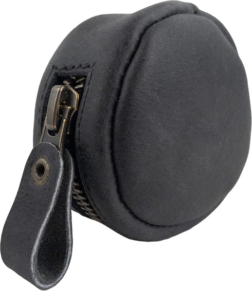 Hide & Drink, Rounded Coin Case, Zippered Wallet, Travel Pouch, Full Grain Leather, Handmade, Charcoal Black...
