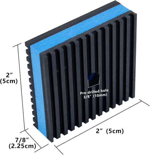 BJADE'S 4 Pack Anti-Vibration Isolation Rubber Pads with 3/8'' Pre-drill hole,2 x 2 x 7/8 inch Mechanical Vibration Damping Pads for HVAC,Air Comp...