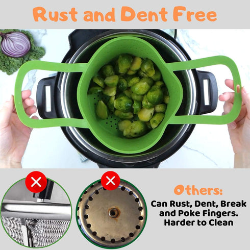 Silicone Steamer Basket | Foldable, Space-Saving | Fits 6,8 Qt Instant Pot and Similar-Sized Pressure Cookers Accessories...