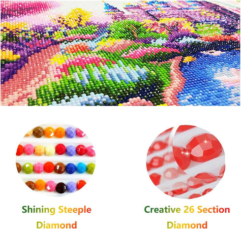 5D Diamond Painting Landscape, Paint with Diamonds DIY Diamond Art Forest Woods Streams, Diymood Painting by Number Kits Full Drill Rhinestone for...