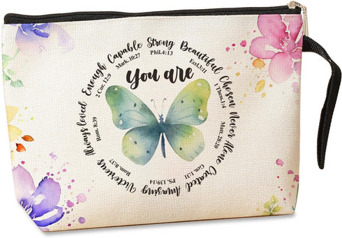 Inspirational Christian Gifts for Women Makeup Bag Religious Gifts Makeup Zipper Pouch Bag Bible Verse Cosmetic Bag Scripture Christmas Birthday G...