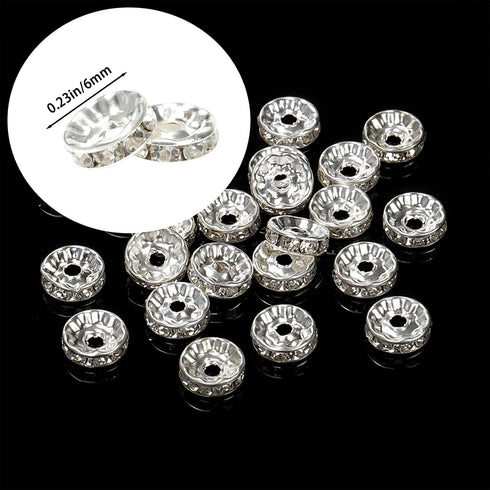 900 Pieces Round Rondelle Spacer Beads for Jewelry Making?Bead Charms?Rhinestone Beads over gild?Round Beads for Bracelets?Bead Bracelet Kit?Charm...