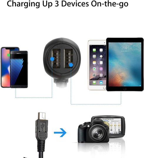 Dash Cam Charger, Dosili car Dash cam USB Power Cord, Micro USB & Mini USB Cable, for Dash Camera and GPS Charger Power Cord?11.5ft?......