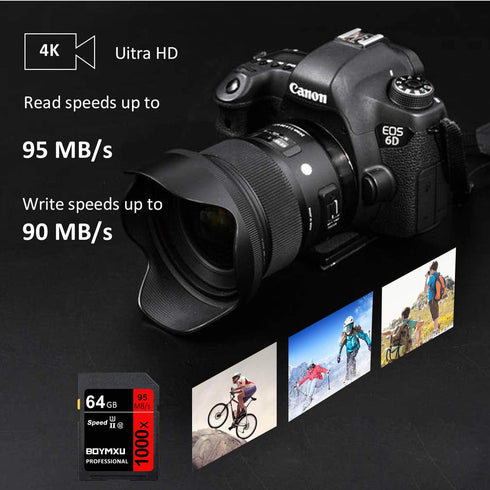 64GB Memory Card, BOYMXU Professional 1000 x Class 10 Card U3 Memory Card Compatible Computer Cameras and Camcorders, Camera Memory Card Up to 95M...
