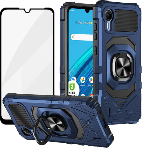Ailiber for AT&T Calypso 4/Cricket Debut S2 Case with Screen Protector, Ring Kickstand for Magnetic Car Mount, Military Grade, Heavy Duty Shockpro...