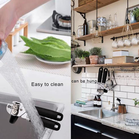 Stainless Steel Can Opener,Comfortable Handle,Sharp Blade Smooth Edge,Multifunctional Bottle Opener,Large Lid Openers,Handheld Easy Turn Knob (C02...