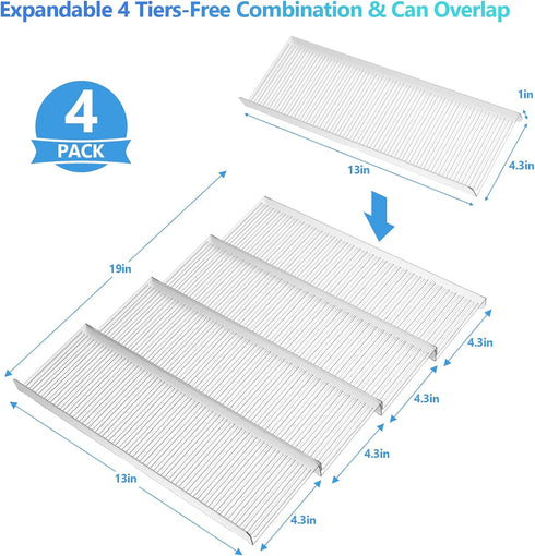 Spice Drawer Organizer, Spice Rack Drawer for Kitchen,4 Tier Clear Acrylic? Expandable From 13" to 26" Spice Rack Tray for Cabinet/Countertop(4 Pc...