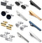 Cufflinks for Men and Tie Clips Set of 12 Necktie Tie Bar Clips Business Shirts Wedding Tuxedo Classic Cuff links for Wedding Groom Business Elega...