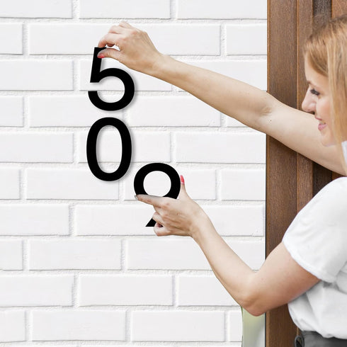 6 Inch House Numbers, Stainless Steel House Number for Outside Stick On, Modern House Numbers for Door Garden, Self-adhesive House Number(6)...