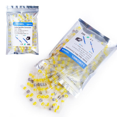Solder Seal Wire Connectors, Self Soldering Heat Shrink Butt Connector Solder Sleeve Waterproof Insulated Electrical Butt Splice Wire Terminals fo...
