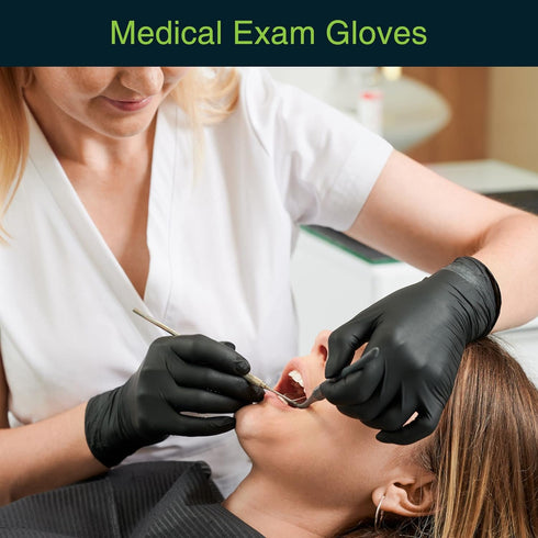 Black Gloves Disposable Latex Free Medium, 50 Count - Medical and Dental Grade Surgical Gloves - Powder Free Nitrile Gloves Medium - 3 Mil Thickne...