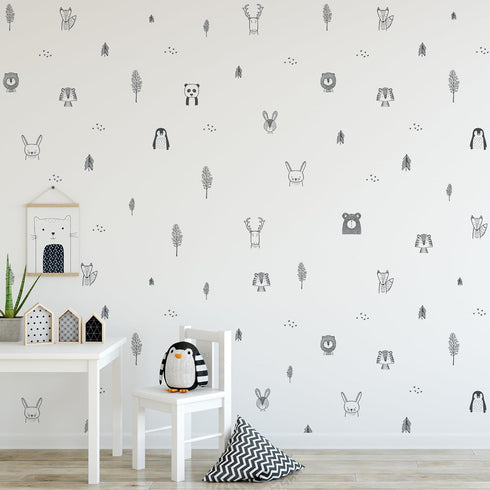 Stylish Animal Wall Stickers - Nursery, Toddler, Kids Jungle Wall Stickers with Adorable Safari Animal Designs. Easy to Apply Baby Wall Stickers. ...