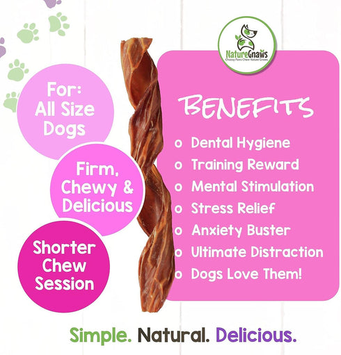 Nature Gnaws - Beef Jerky Springs for Dogs - Premium Natural Beef Gullet Sticks - Simple Single Ingredient Tasty Dog Chew Treats - Rawhide Free 7-...