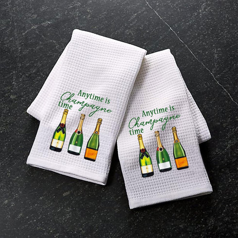 PXTIDY Champagne Dish Towel Engagement Gift Wedding Gift Housewarming Party Champagne Tea Towel Anytime Is Champagne Time (Anytime is Champagne ti...
