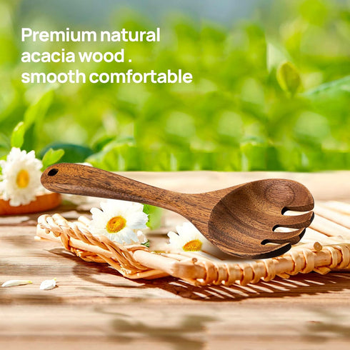 Kitchen Wooden Spoons Utensils Set for Cooking, 5 Piece Acacia Wood Spoon Cooking Utensils Apartment Essentials Wooden Turner Spoon Spatula Kitche...