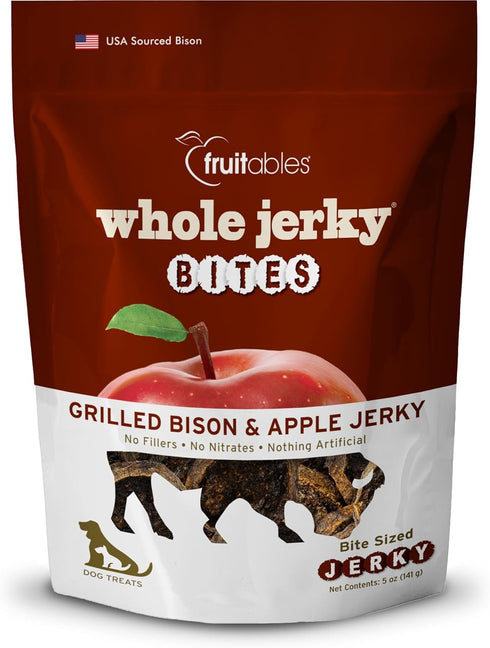Fruitables Dog Treats – Whole Jerky Bites – Grilled Bison Dog Treats – Healthy Dog Treats – 5 Ounces...