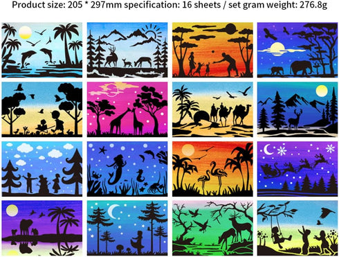 Animal Stencils for Painting,16 Pcs Forest Landscape Stencil,Mountains Rivers Stencils,Reusable Plastic Painting Stencils,Animals, Plants, People,...