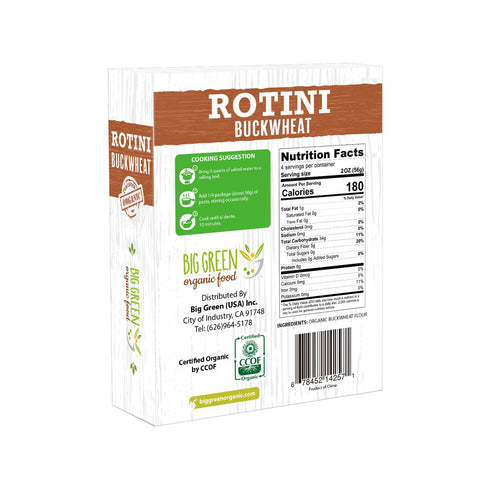 Big Green Organic Food- Organic Buckwheat Rotini, 8.8oz, 100% buckwheat, Gluten-Free, Non-GMO, Vegan (1)...
