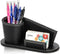 PU Leather Desk Organizer, Creative Stylish Office Accessories, Pen Holder Business Name Cards Holder Stand, Multi-Function Desktop Stationery Cad...