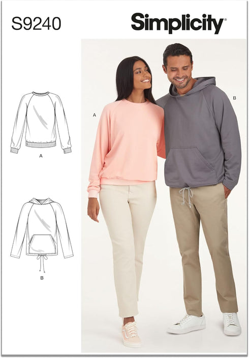 Simplicity Unisex Raglan Pullover Shirts Sewing Pattern Packet, Design Code 6580, Sizes XS-S-M-L-XL, Multicolor...