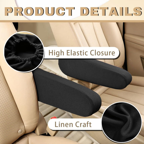 2 Pcs Car Front Seat Armrest Covers, Direct Replacement Center Console Lid Armrest Cover Skin,Cloth Fabric Armrest Protectors,Car Interior Accesso...