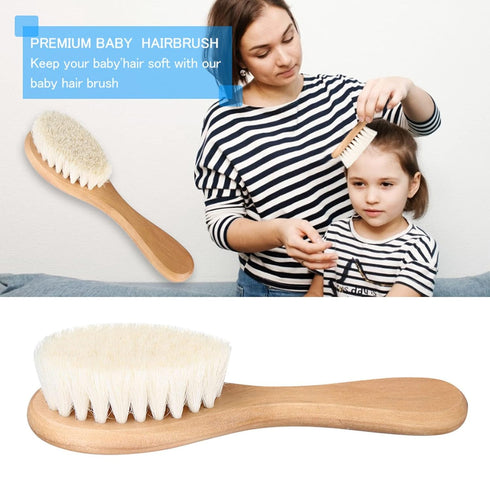 Baby Hair Brush,Wooden Handle Soft Goat Hair Baby Infant Head Massage Grooming Comb Newborns Toddlers Wood Hairbrush for Scalp Health Prevent...