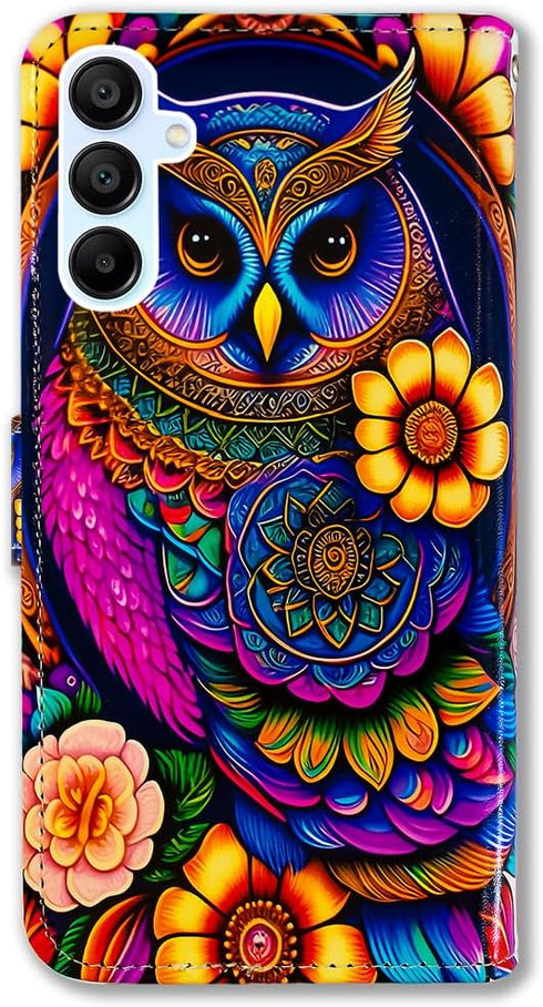 Bcov Galaxy A35 5G Case,Colorful Owl Mandala Flower Leather Flip Phone Case Wallet Cover with Card Slot Holder Kickstand for Samsung Galaxy A35 5G...