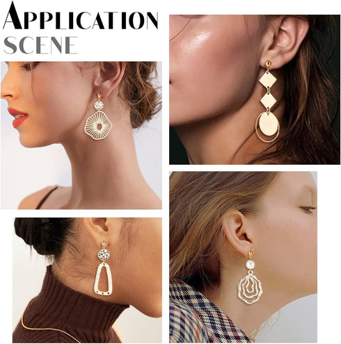 SUNNYCLUE 1 Box DIY 10 Pairs Flat Round Charms Geometry Earring Making Starter Kit Stamping Blanks Round Linking Charm Circle Links Stainless Stee...