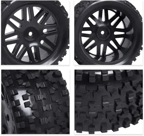 HobbyPark Front & Rear Wheels and Tires 12mm Hex Hub with Foam For Redcat Shockwave, Tornado Epx,S30 1/10 Off Road Buggy (Pack of 4)...