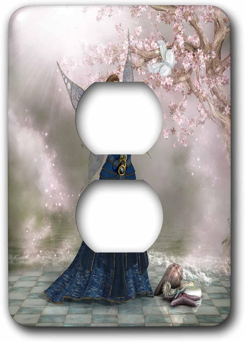 3dRose lsp_172916_6 Fairy Hold a Butterfly in Her Hand on a Fantasy Landscape Light Switch Cover...