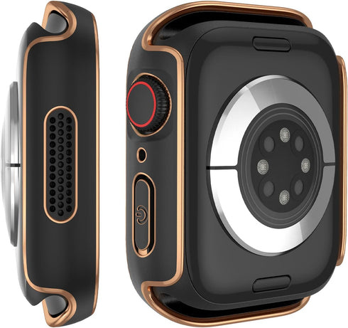 3 Pack Waterproof Case for Apple Watch Series 9 8 7 45mm with Tempered Glass Screen Protector, Hard PC Bumper Protective Face Cover for iWatch 45 ...