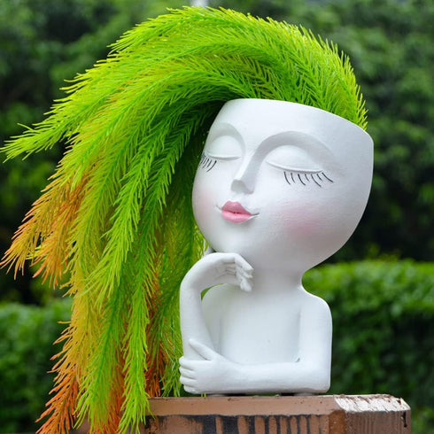Face/ Head Planters, Women Face Small Plant/ Flower Pots with Drainage for Indoor Outdoor Succulents, White Vase Decor for Women Gifts(7 Inch)...