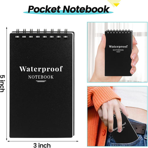 All Weather Waterproof Notebook,Small Spiral Notebook 3x5 Mini Pocket Notepad,Little Memo Pads,Write in The Rain Notebook,Field Notebook for Outdo...