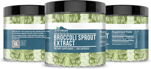 Earthborn Elements Broccoli Extract 200 Capsules, Pure & Undiluted, No Additives...