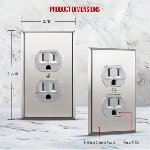 ENERLITES Elite Series Duplex Receptacle with Stainless Steel Metal Wall Plate, Tamper-Resistant Outlet, Commercial Grade, 15A 125V, UL Listed, 61...