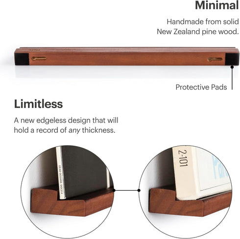 Vinyl Record Wall Mount - an Elegant Display Ledge Made from Solid Wood - This Vinyl Record Shelf Will Hold Records of Any Size (Brown)...