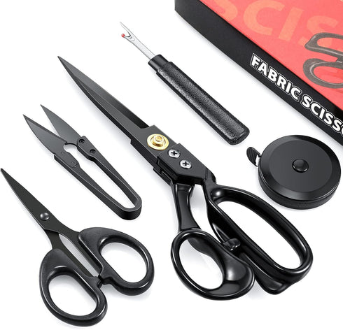 9 Inch Fabric Scissors Tailor Sewing Shears for Fabric Cutting Heavy Duty Tailor Scissors for Quilting Sewing and Dressmaking with Tape Measure, T...