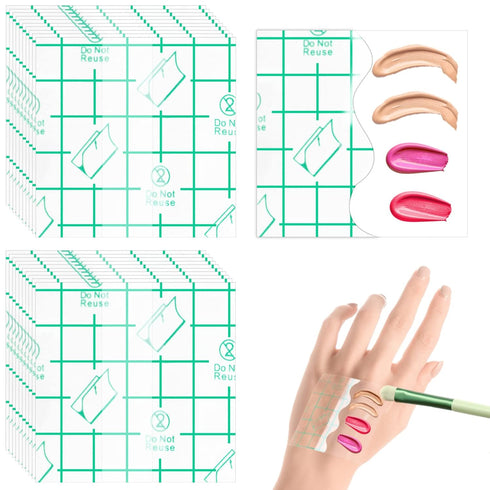 200 Pieces Makeup Hand Palette Adhesive Foundation Palette Disposable Foundation Mixing Tray Single Use Professional Make up Tools Clear Cosmetic ...