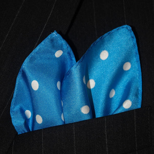 Polka Dot Pocket Square - 17" Handkerchief - 12mm Silk Twill - Royal Blue - 100% Silk...