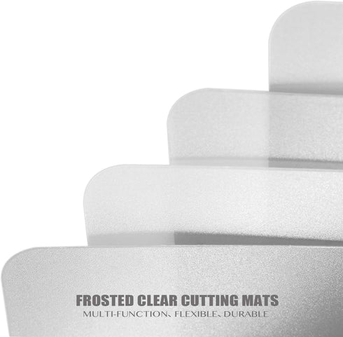 Fotouzy Plastic Cutting Board Set of 7, Frosted Clear Flexible Cutting Mats, BPA-Free, Non-Porous, Dishwasher Safe, Transparent...