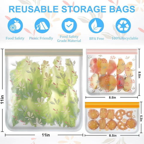 24 Pack Dishwasher Safe Reusable Bags Silicone, Leakproof Reusable Freezer Bags for Food Storage, Home Organization, Travel & Make-up, BPA-Free fo...