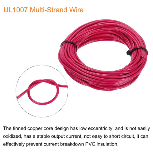 MECCANIXITY 18AWG Wire 18 Gauge Stranded Wire PVC Hookup Wire, Electrical Wire UL1007 Tinned Copper Wire 7.5m/25ft Red for Internal Connecting Wir...