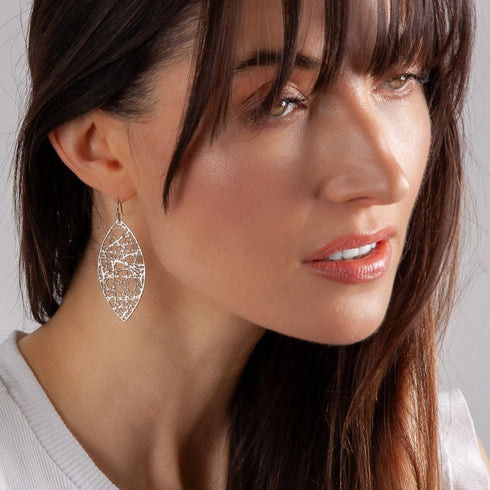 Humble Chic Boho Leaf Dangle Earrings for Women - Gold or Silver Tone Dangly Filigree Earrings - Lightweight Statement Earrings...