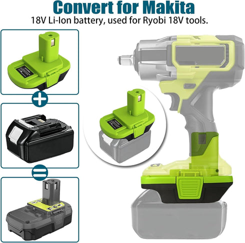 MT20RNL Battery Adapter for Makita to for Ryobi 18V Power Tools, Battery Adaptor Convert for Makita 18V Battery to for Ryobi 18V Power Tools(No Ba...