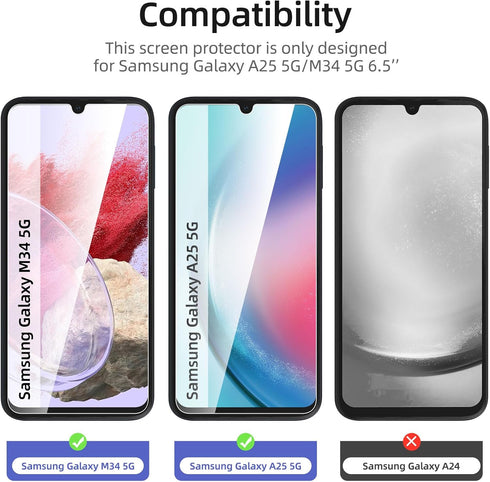NEW'C [3 Pack Designed for Samsung Galaxy A25 5G, M34 5G Screen Protector Tempered Glass,Case Friendly Scratch-proof, Bubble Free, Ultra Resistant...