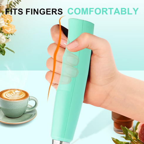 YUSWKO Baby Blue Handheld Milk Frother Wand for Coffee, Rechargeable Electric Whisk with 3 Heads 3 Speeds Drink Mixer Coffee Frother For Latte, Ca...