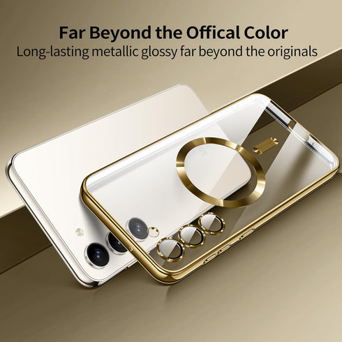 for Samsung Galaxy S23 Case, Covers for S23.Magnetic Metallic Glossy Slim Clear Luxury Soft Shockproof funda capa para for Galaxy S23 6.1 inch Com...