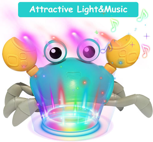 Crawling Crab Baby Toys - Infant Tummy Time Toys 3 4 5 6 7 8 9 10 11 12 Light-up Walking Sensory Induction Crabs, Interactive Toddler Christmas Ea...
